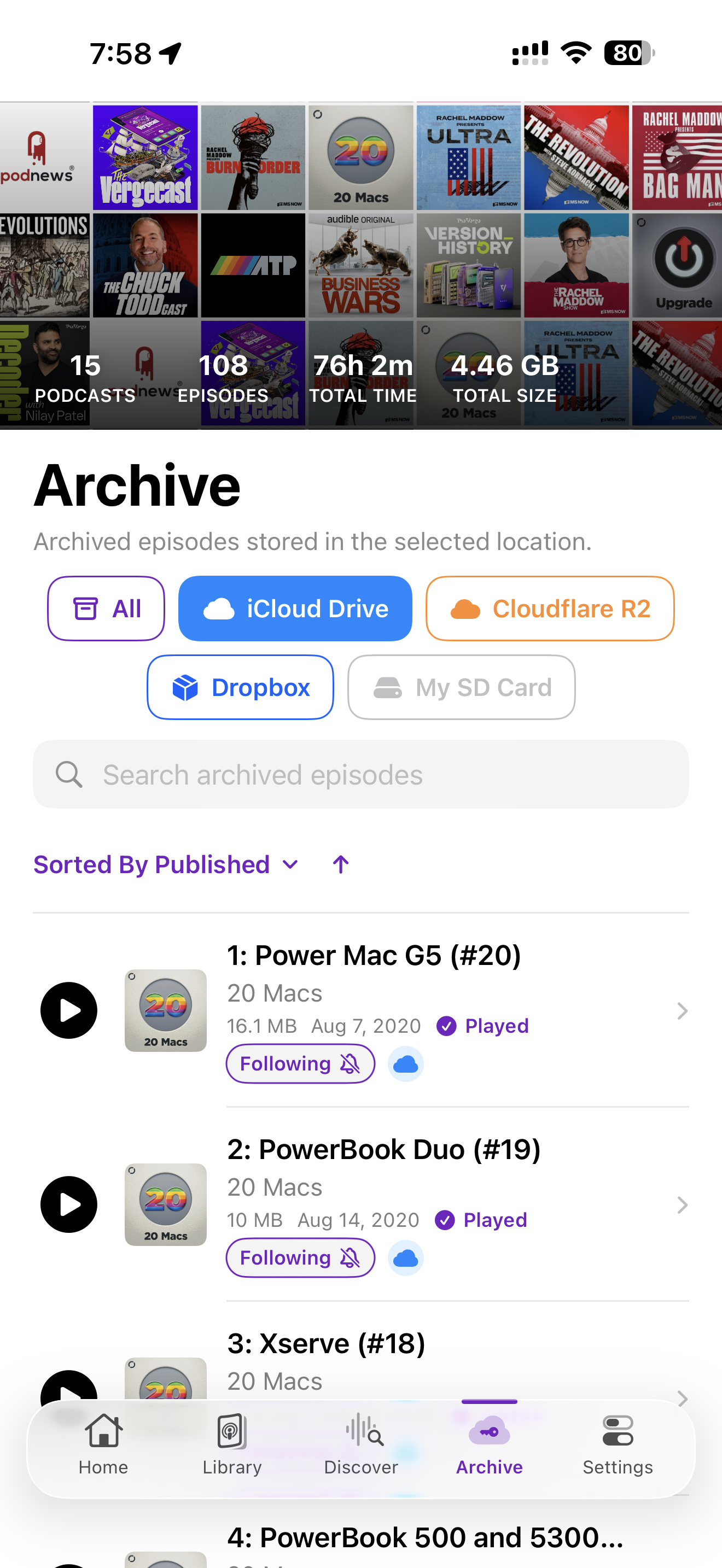 Archive View on iPhone