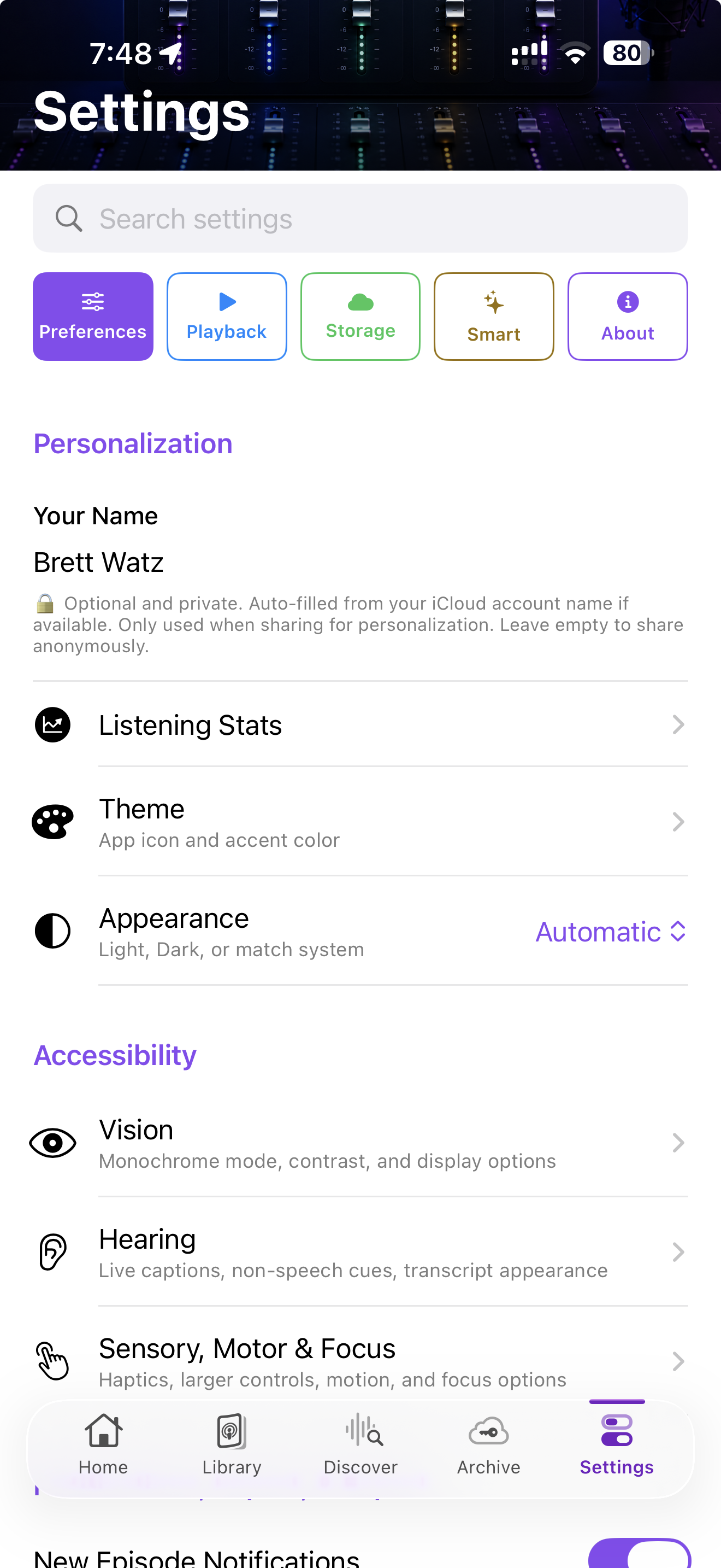 Settings View